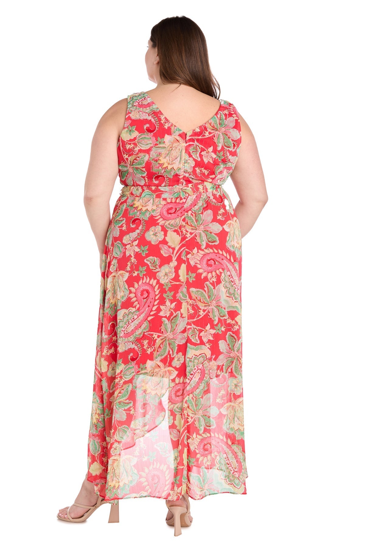 Plus Size Dresses Plus Size High Low Printed Dress Coral/Green