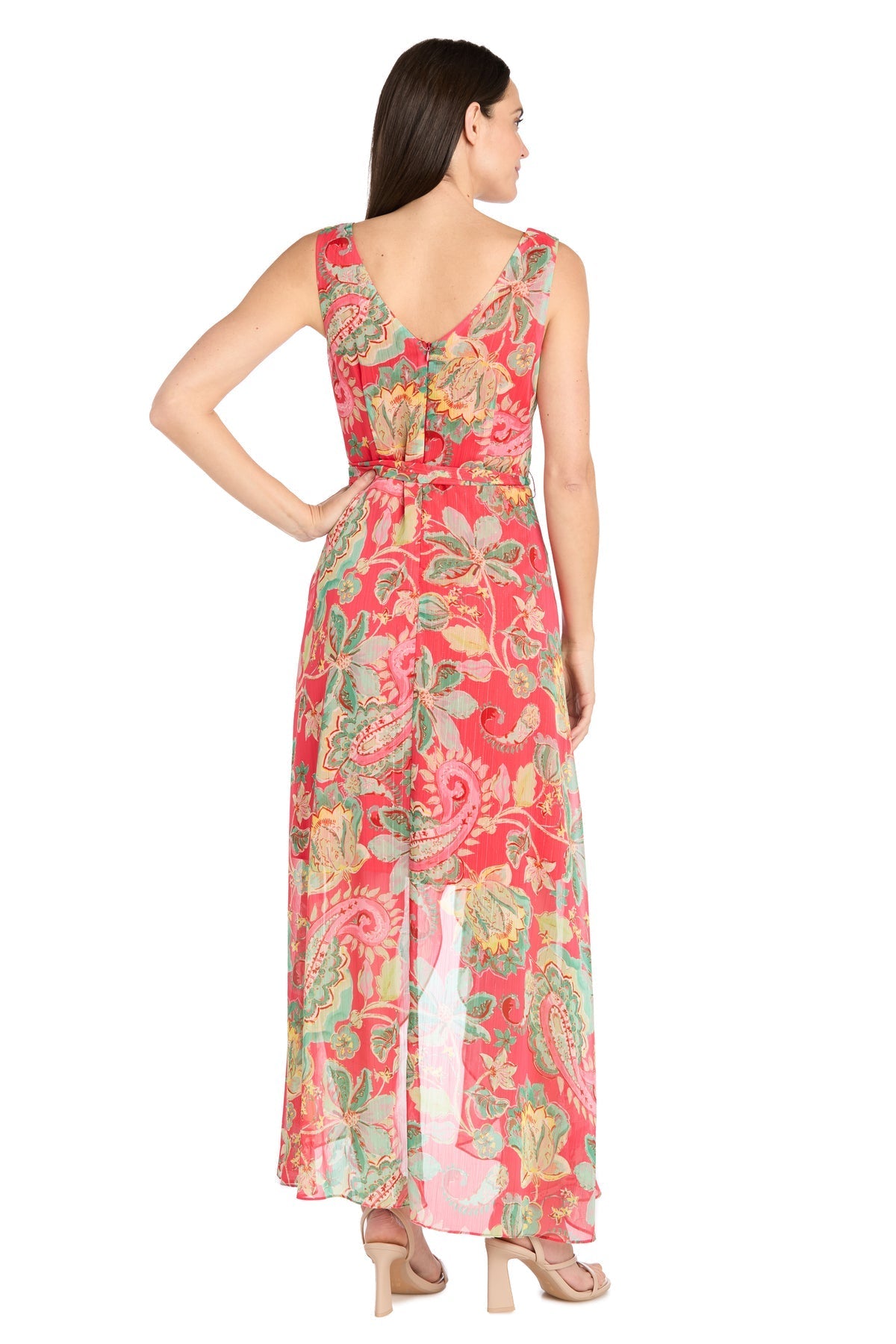 Cocktail Dresses Printed High Low Petite Cocktail Dress Coral/Green
