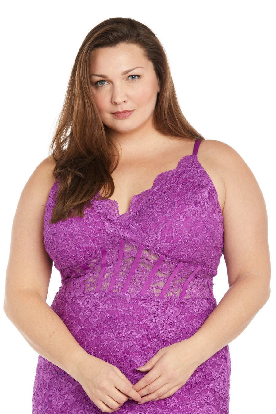 Plus Size Dresses Long Lace Evening Gown Formal Plus Size Dress Magenta