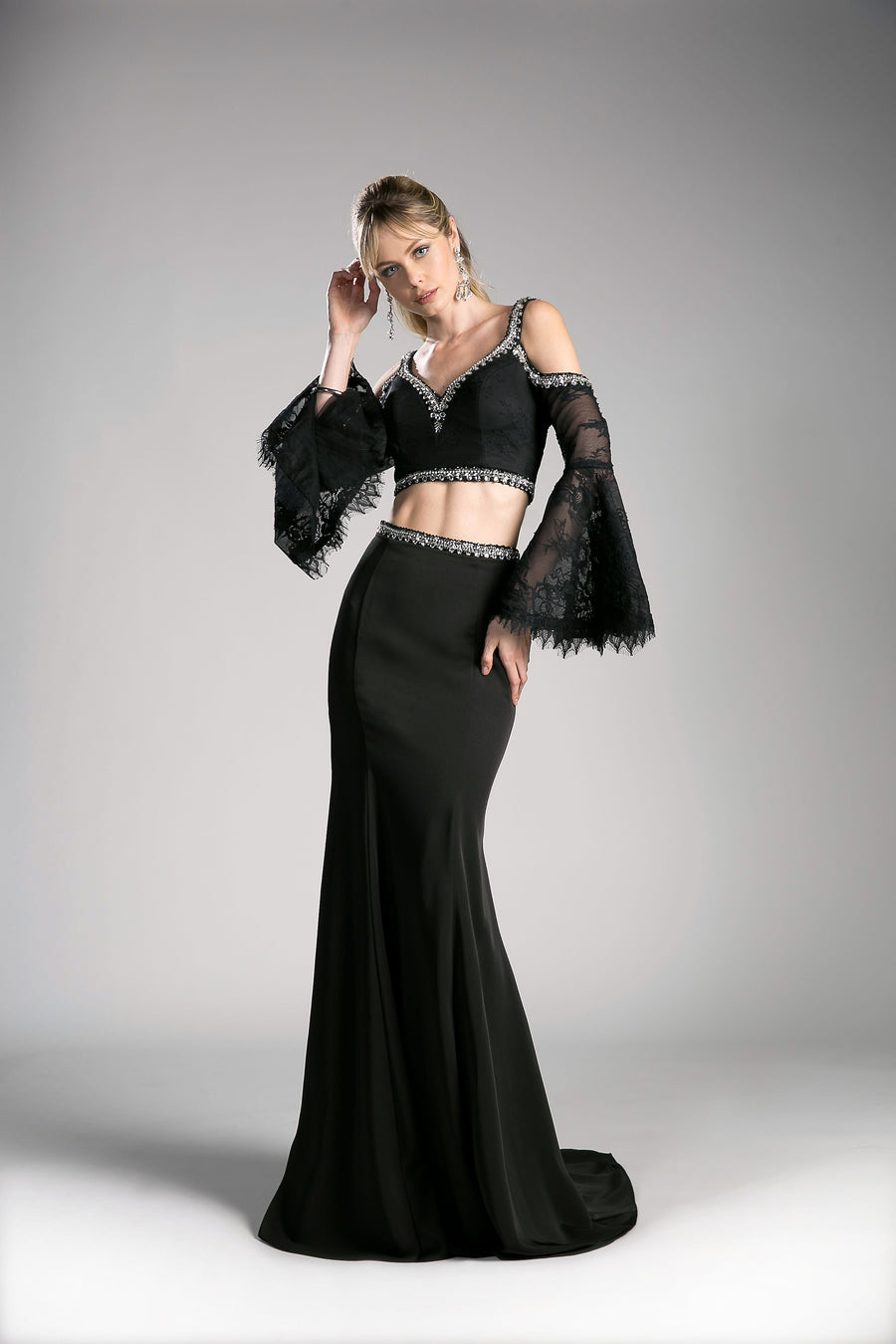 Prom Dresses Long Fitted Two Piece Formal Dress Black