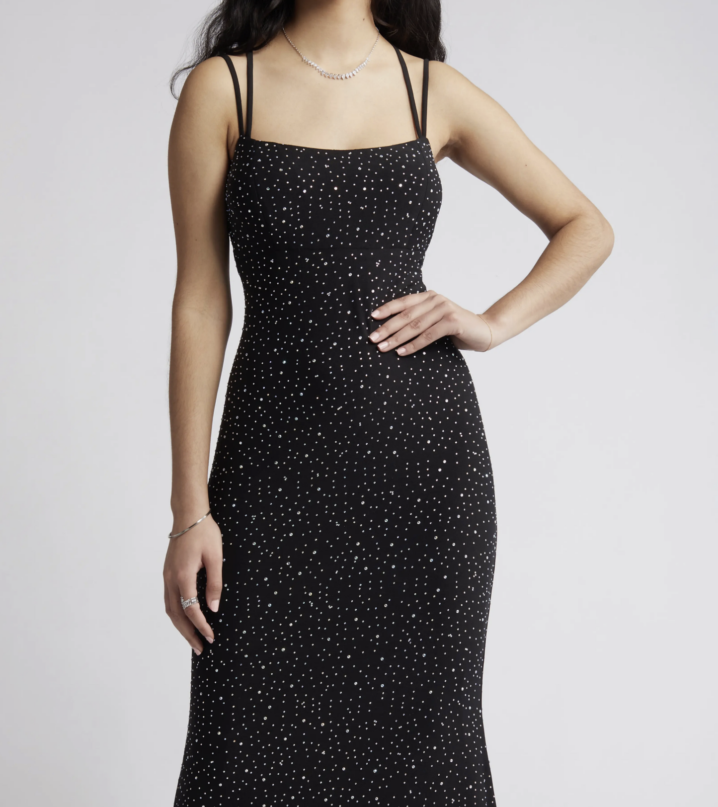 Formal Dresses Fitted Long Formal Beaded Prom Dress Black