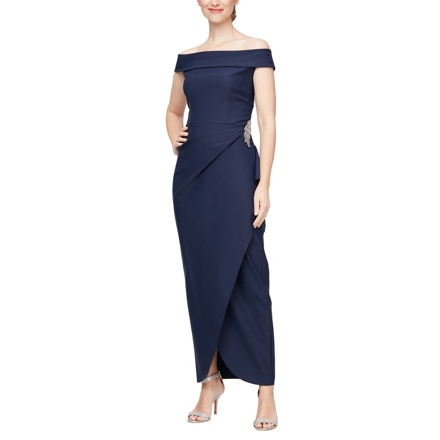 Formal Dresses Long Formal Cascade Ruffle Evening Dress Navy