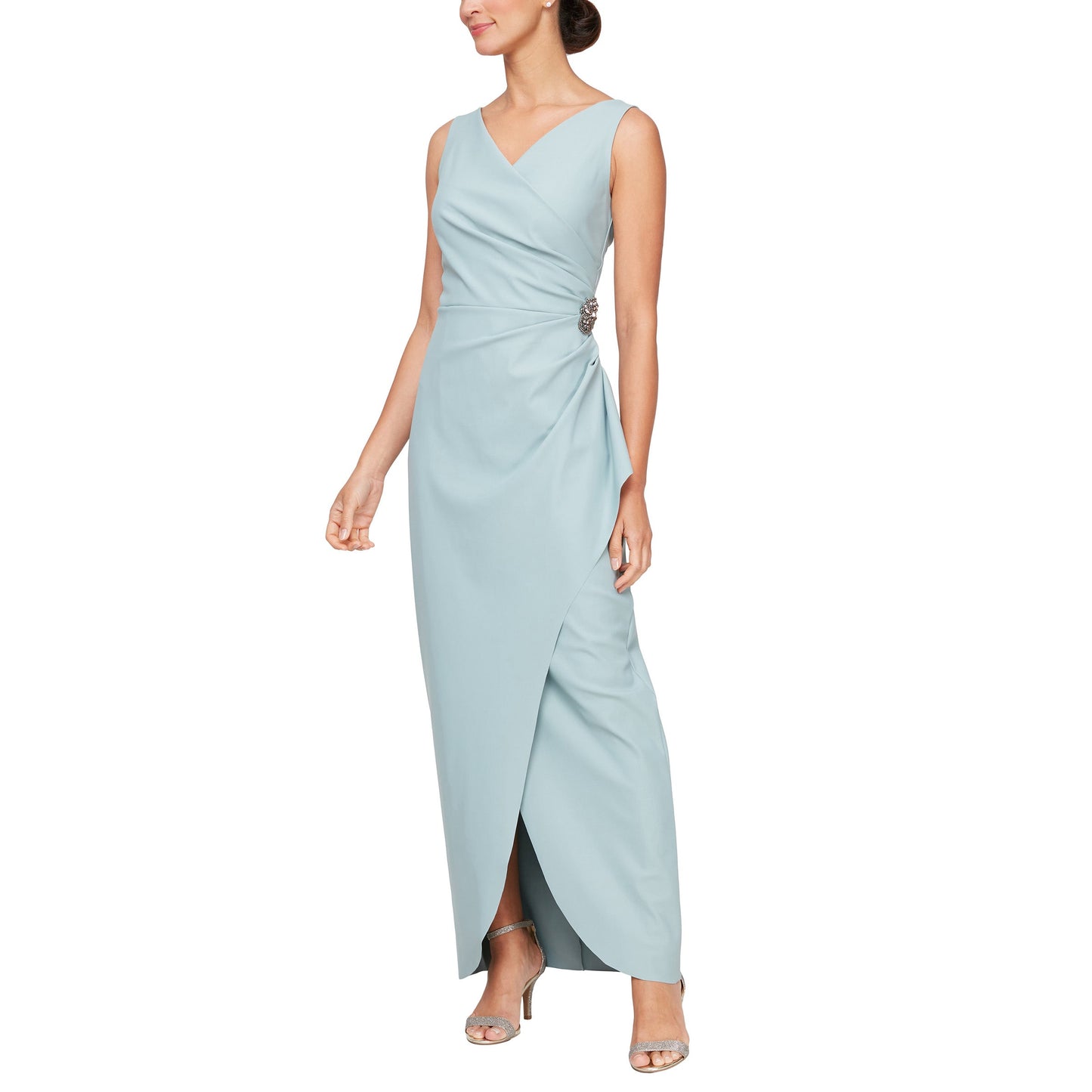 Alex Evenings Long Formal Fitted Dress 134200 - The Dress Outlet Ice Sage