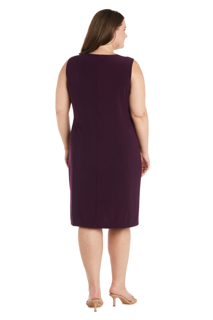 Plus Size Dresses Short Floral Print Plus Size Mother of the Bride Jacket Dress Eggplant