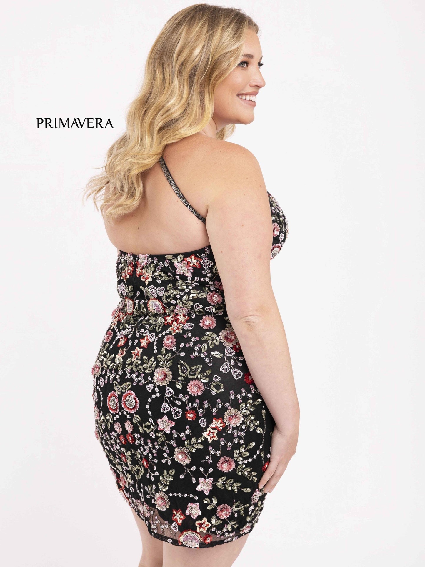 Plus Size Dresses Plus Size Short Fitted Floral Cocktail Dress Black