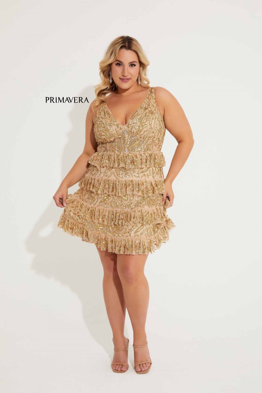 Plus Size Dresses Homecoming Plus Size Short Cocktail Sequin Dress Nude Gold