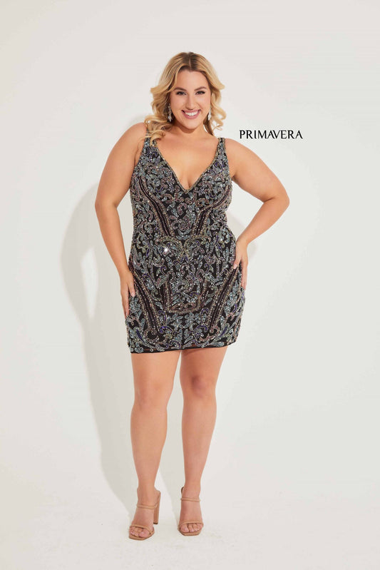 Plus Size Dresses Short Cocktail Fitted Plus Size Dress Black Multi