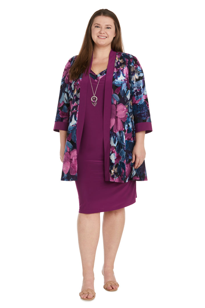 Plus Size Dresses Plus Size Floral Print Mother of the Bride Short Dress Plum