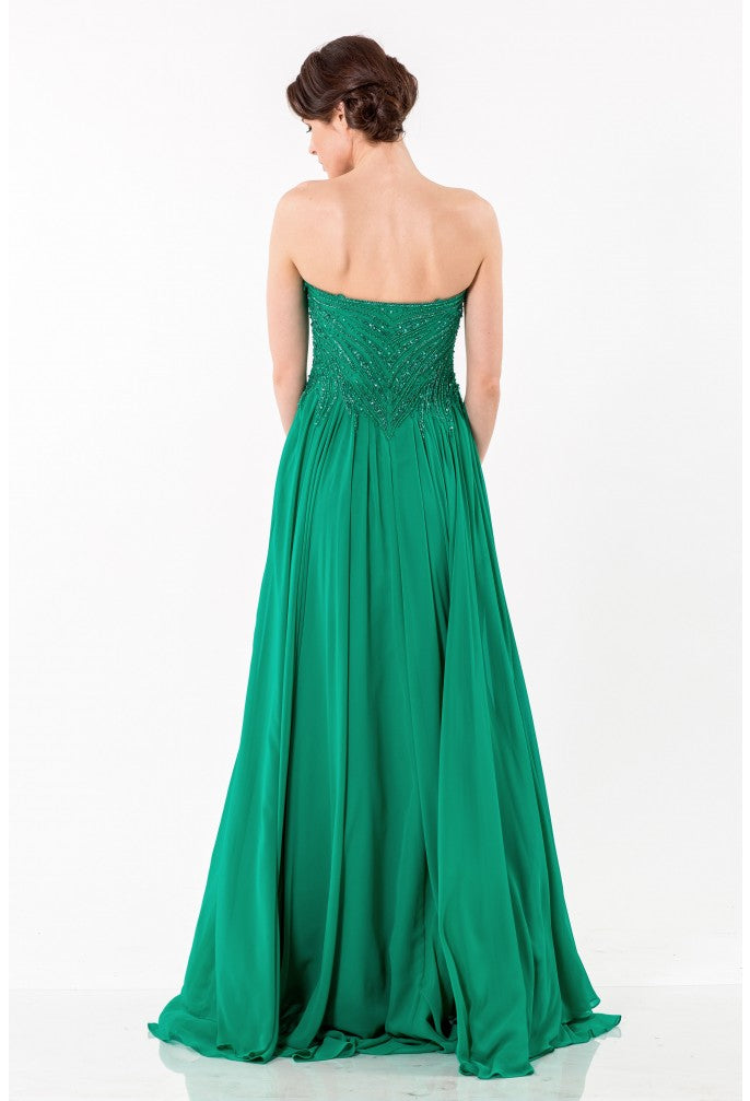 Prom Dresses Long Formal Slit Metallic Prom Dress Emerald