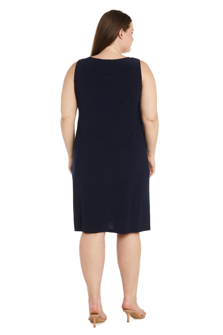 Plus Size Dresses Short Foil Print Mother of the Bride Plus Size Dress Navy/Gold