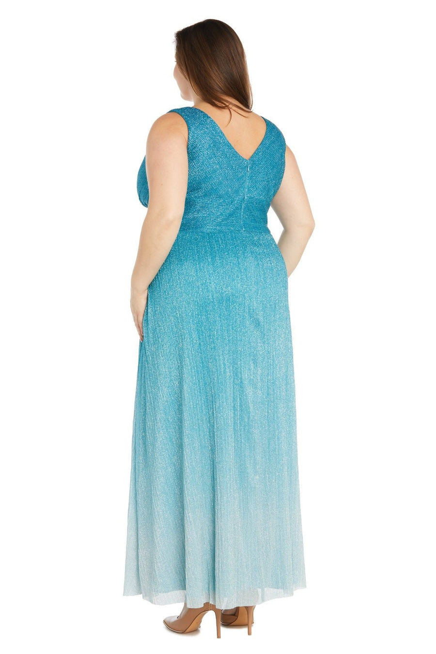 Plus Size Dresses Long Plus Size Pleated Formal Dress Turquoise