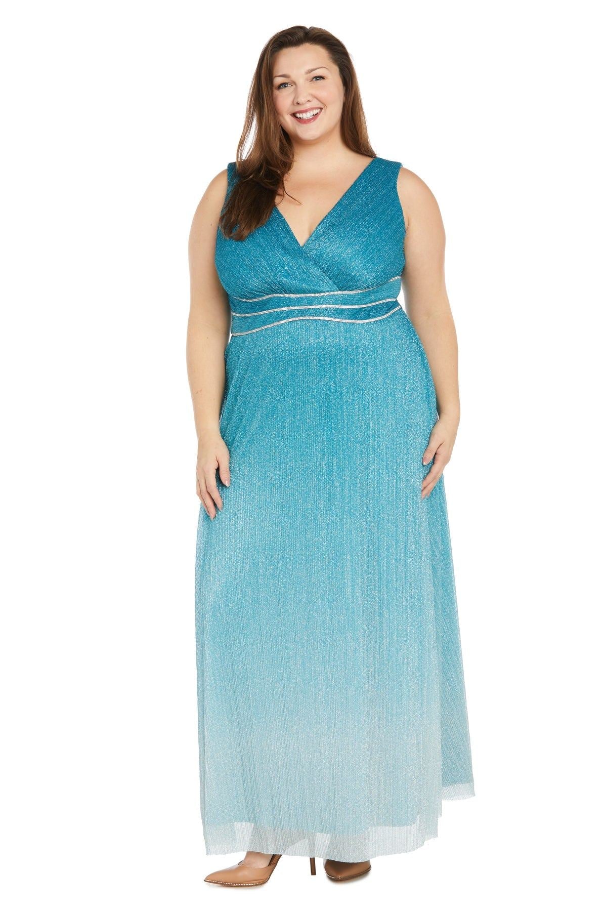Plus Size Dresses Long Plus Size Pleated Formal Dress Turquoise