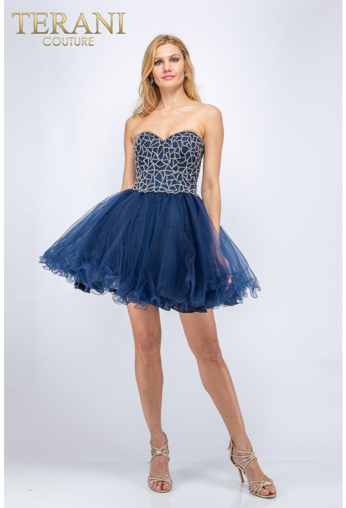 Cocktail Dresses Homecoming Short A Line Cocktail Dress Navy Blue