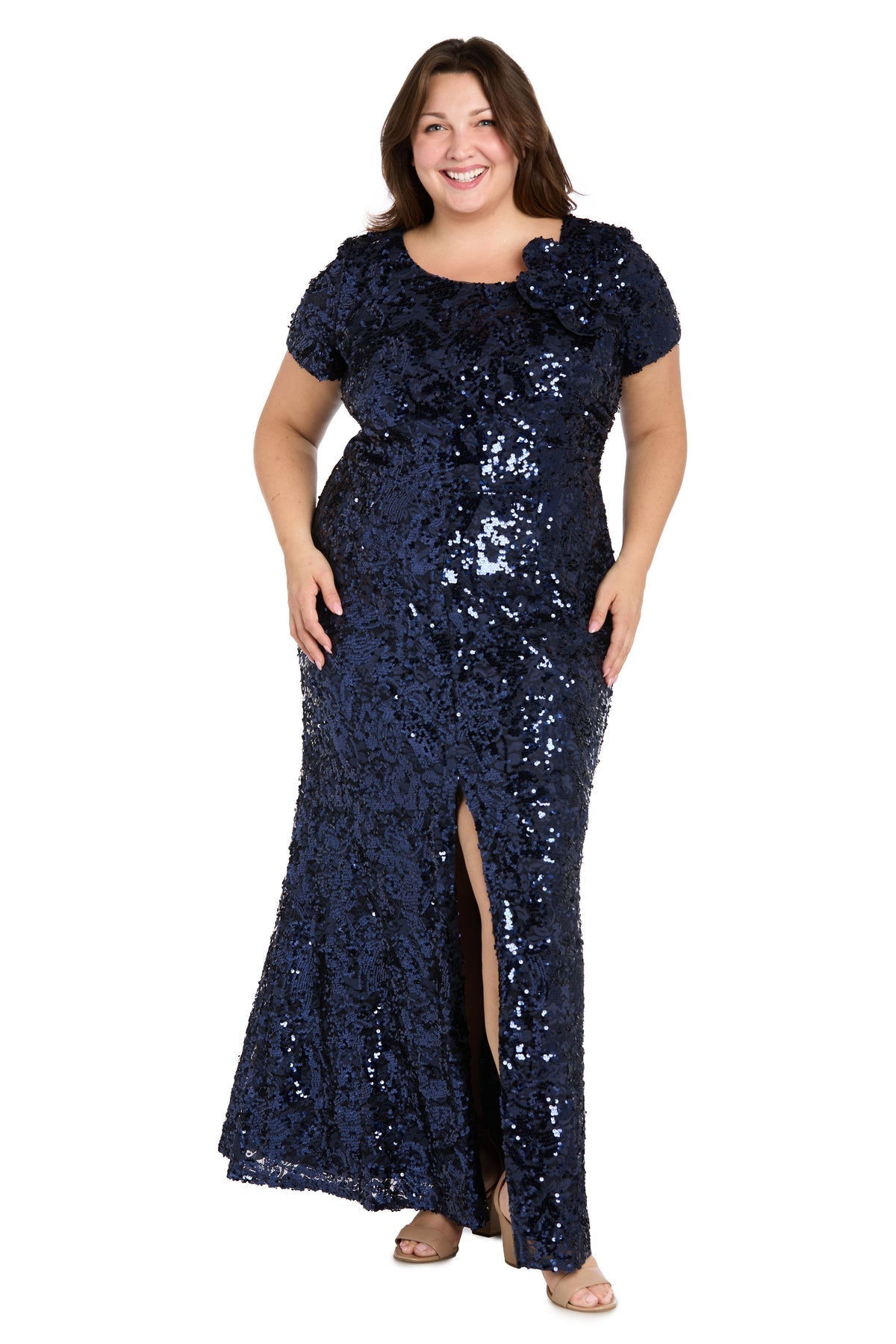 Plus Size Dresses Long Plus Size Formal Sequin Mother of the Bride Dress Navy
