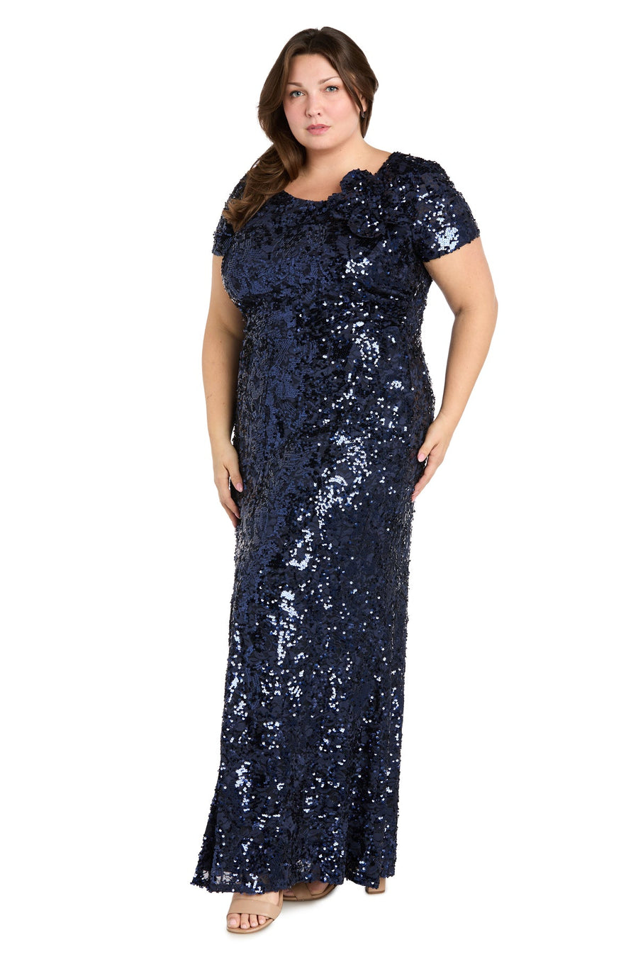 Plus Size Dresses Long Plus Size Formal Sequin Mother of the Bride Dress Navy