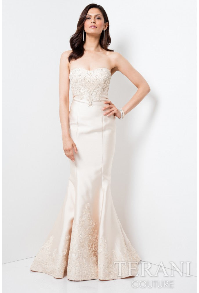 Prom Dresses Mermaid Long Prom Beaded Lace Formal Dress Almond