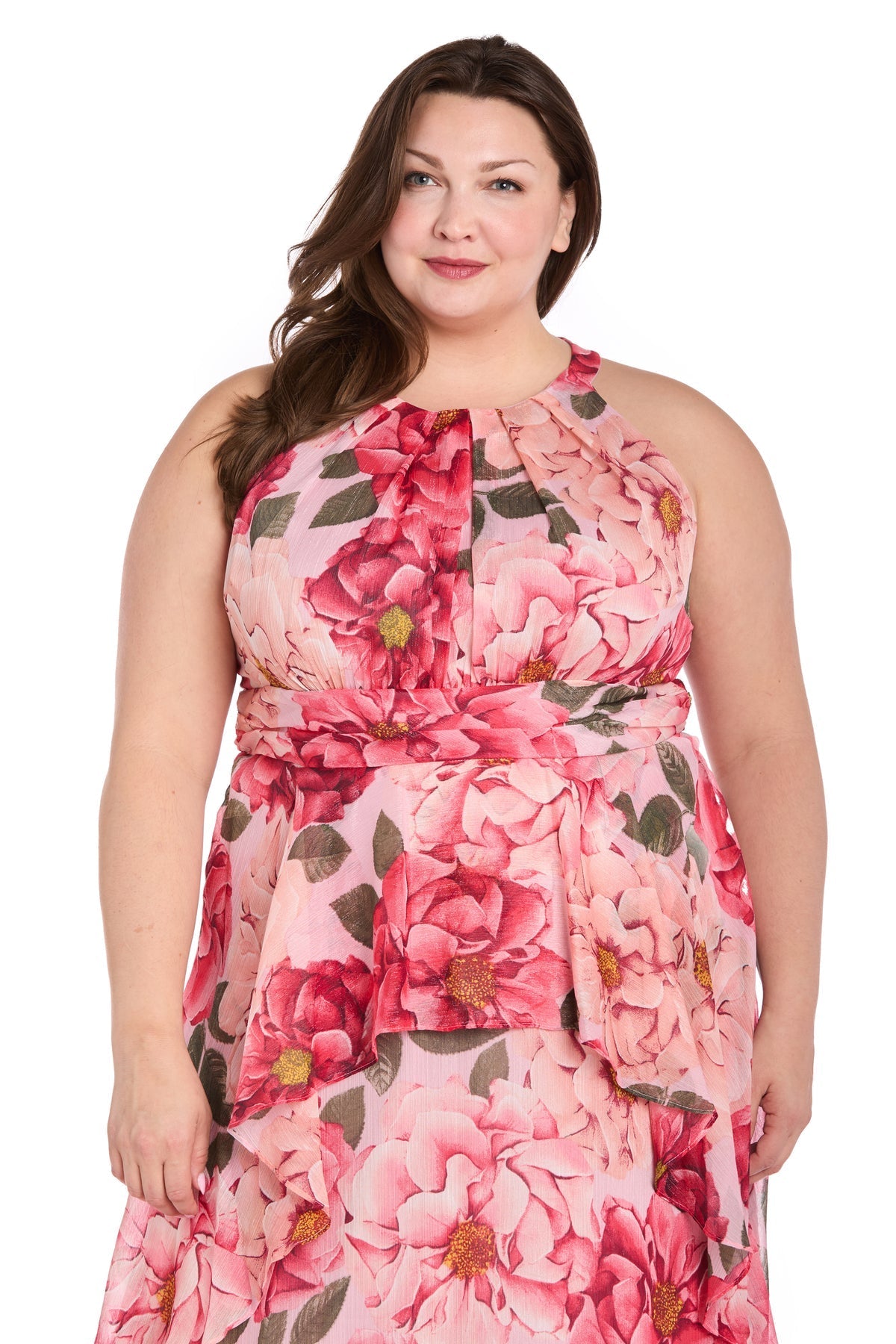 Plus Size Dresses Long Formal Printed Floral Plus Size Dress Peach/Coral