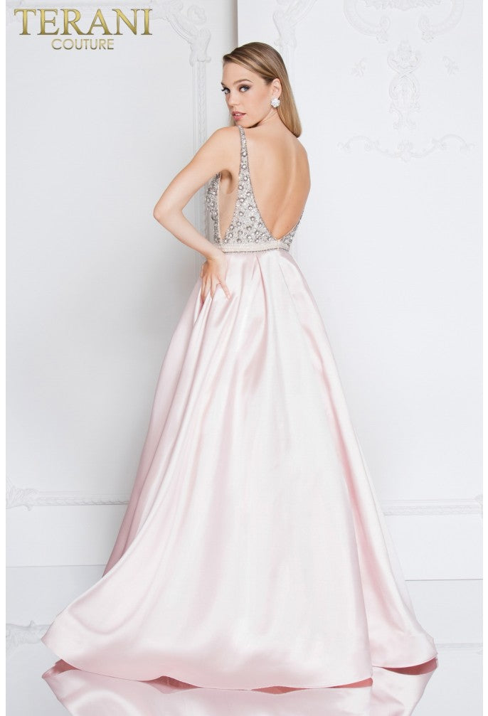 Prom Dresses Long Evening Beaded Formal Prom Dress Blush Nude