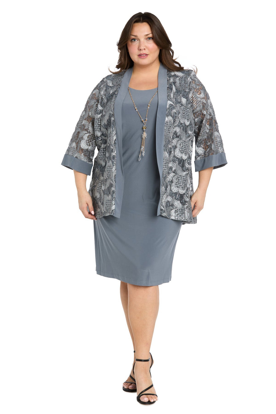 Plus Size Dresses Plus Size Short Mother of the Bride Jacket DressCoal