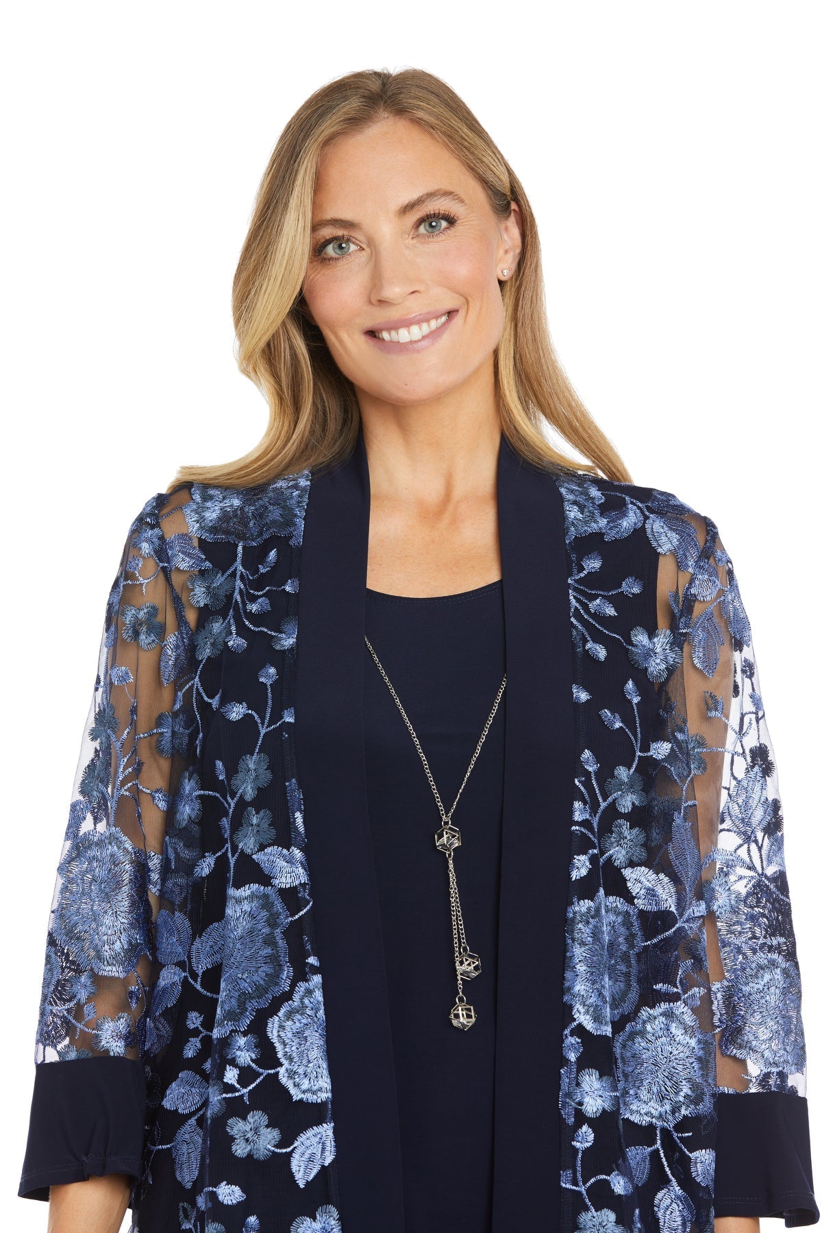 Mother of the Bride Dresses Short Printed Mother of the Bride Jacket Dress Navy/Periwinkle