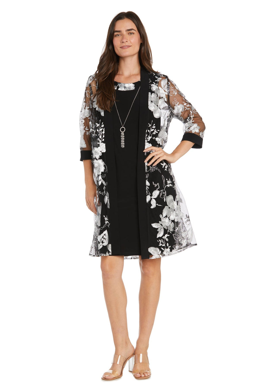 Cocktail Dresses Mother of the Bride Short Cocktail Jacket Dress Black/White