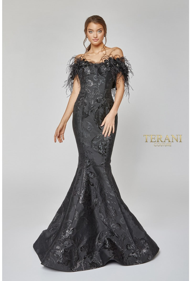 Terani Couture Long Fitted Prom Dress 1921E0136 - The Dress Outlet Black
