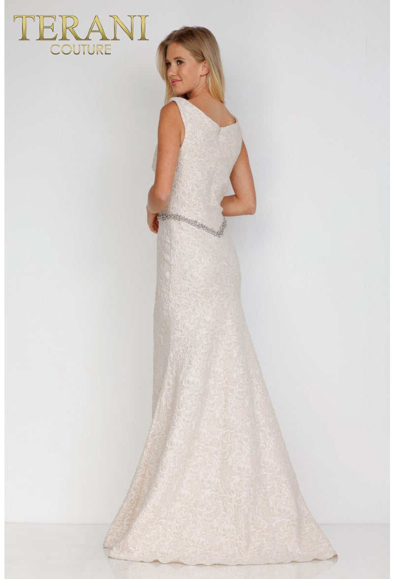 Terani Couture Long Mother Of The Bride Gown 1921M0726 - The Dress Outlet Champagne