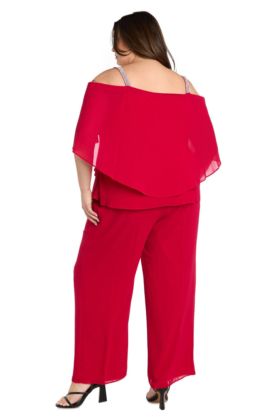 Pant Suit Dresses Plus Size Long Formal Ruffle Pant Suit Red