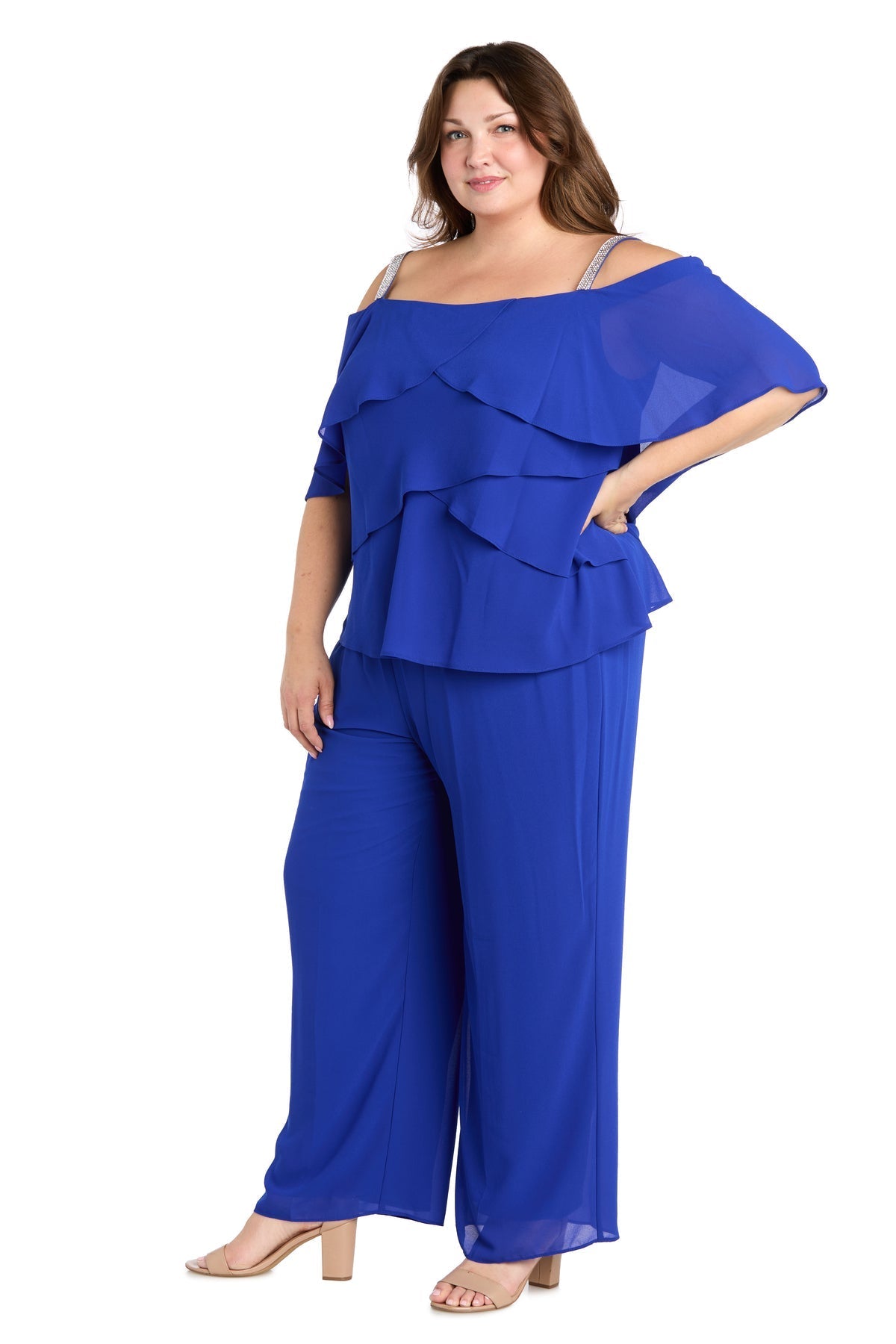 Pant Suit Dresses Plus Size Long Formal Ruffle Pant Suit Royal