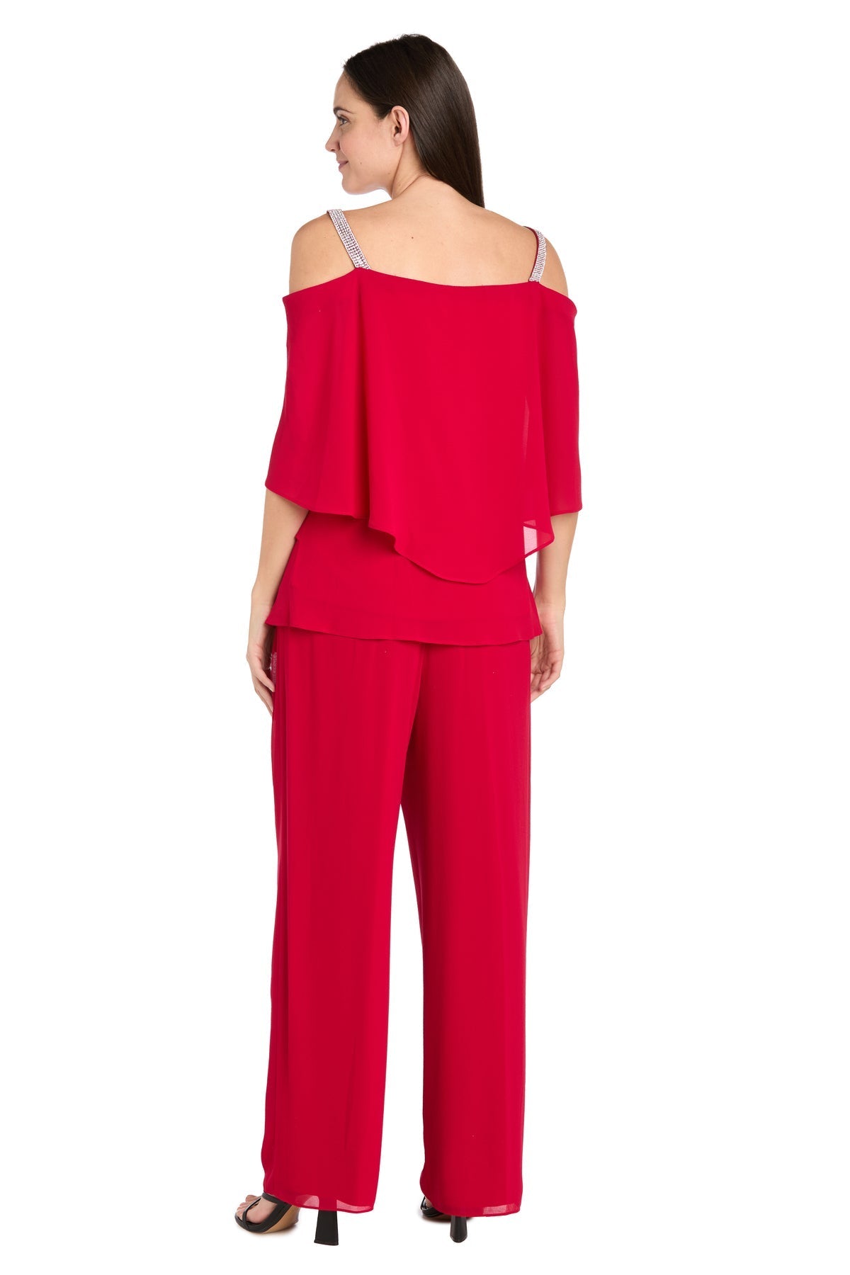 Pant Suit Long Ruffle Formal Pant Suit Red