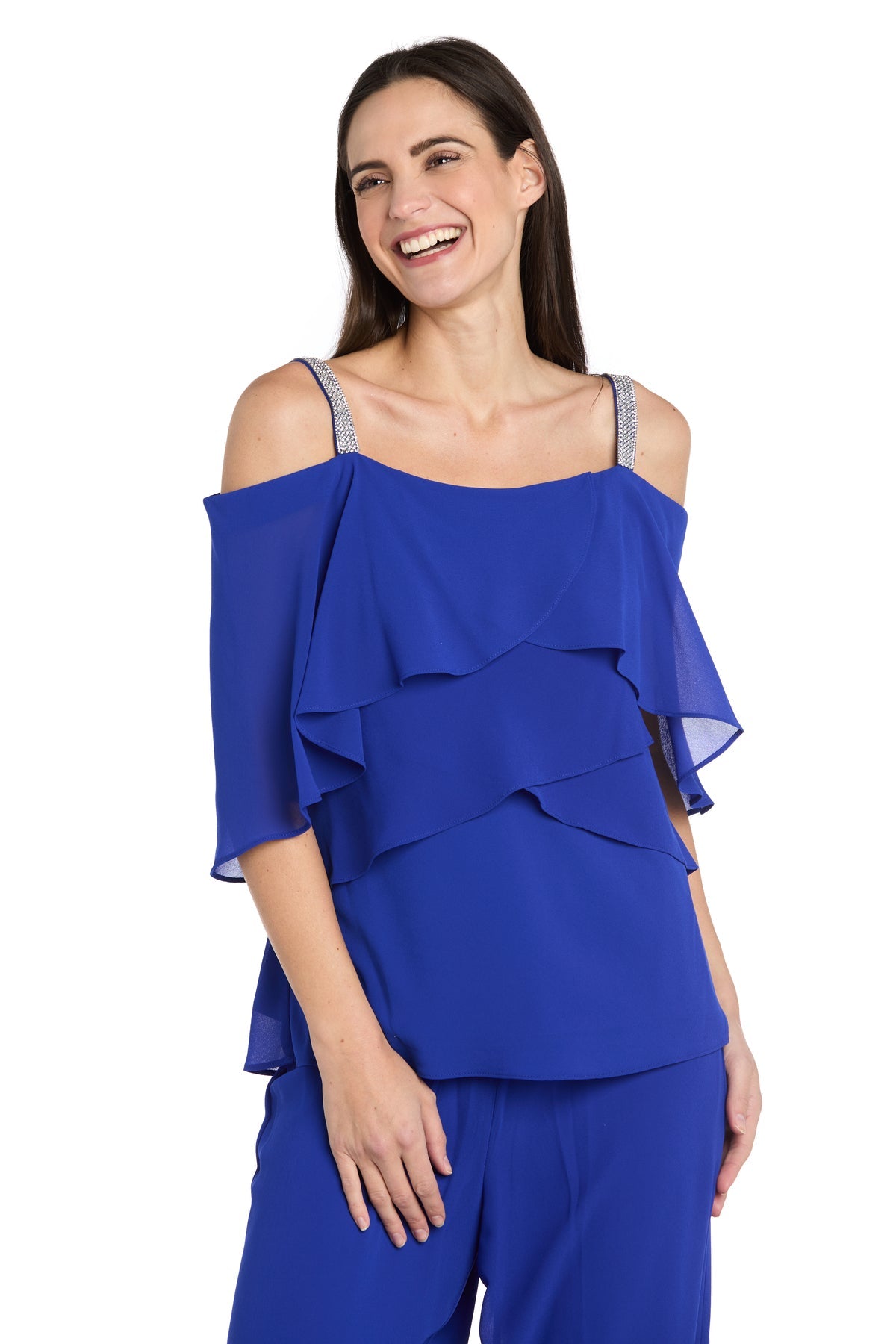 Pant Suit Long Ruffle Formal Pant Suit Royal