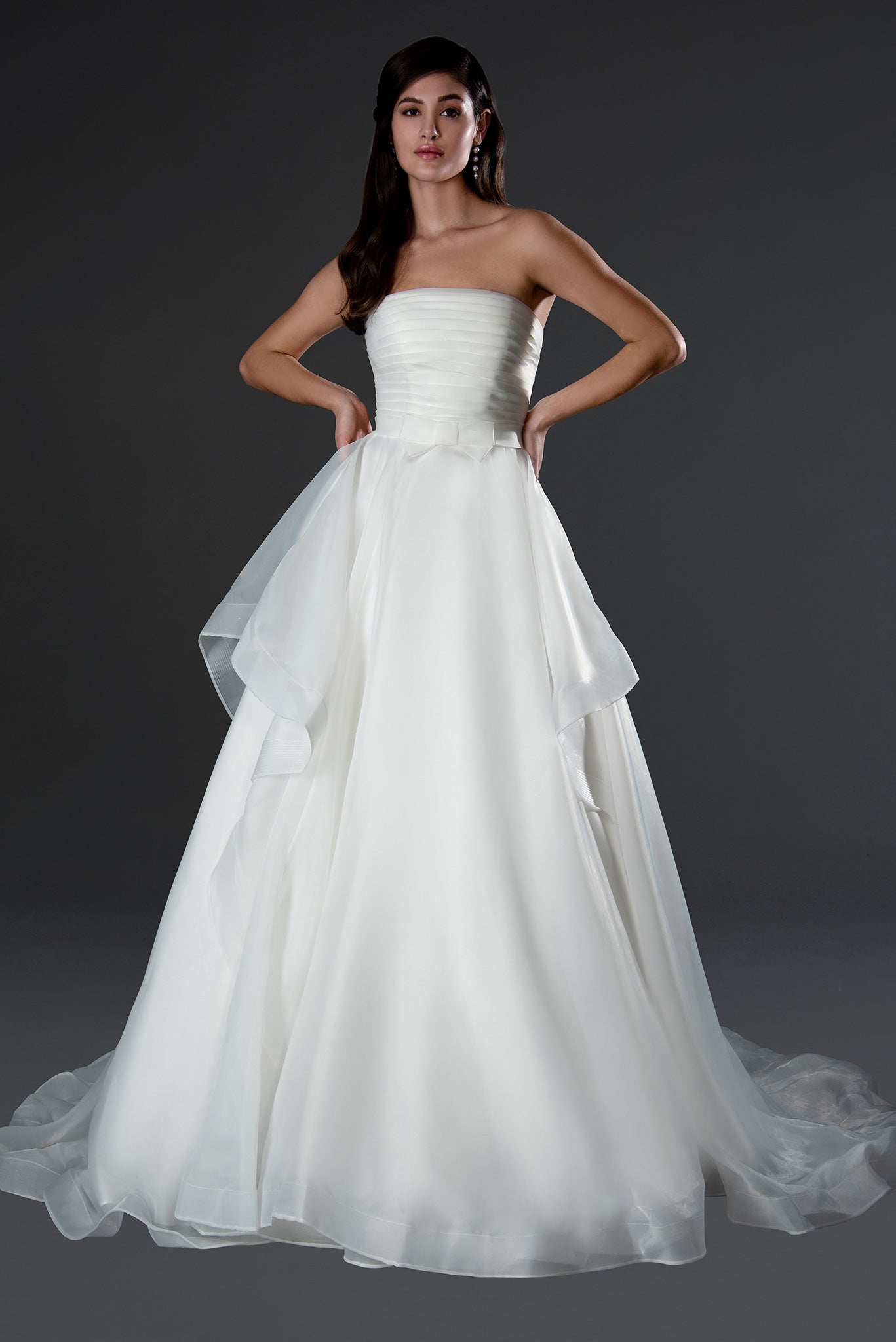 Wedding Dresses Long Bridal Simple Layered Wedding Dress Off White