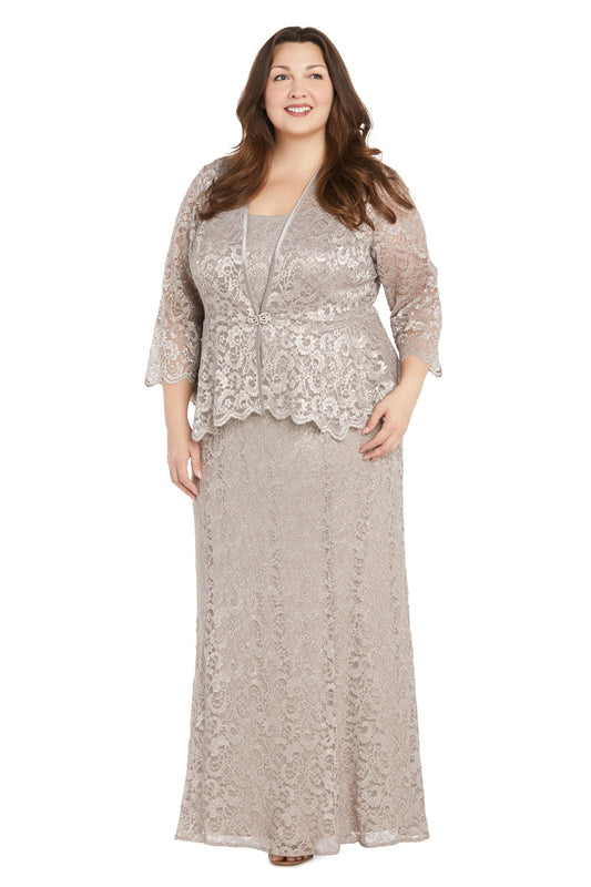Plus Size Dresses Long Formal Glitter Lace Plus Size Jacket Dress Champagne