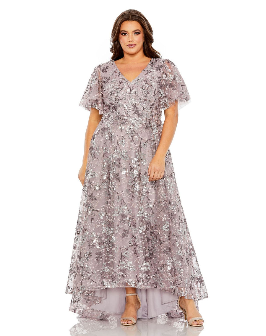 Formal Dresses Long A Line V Neck Formal Plus Size Dress Vintage Lilac