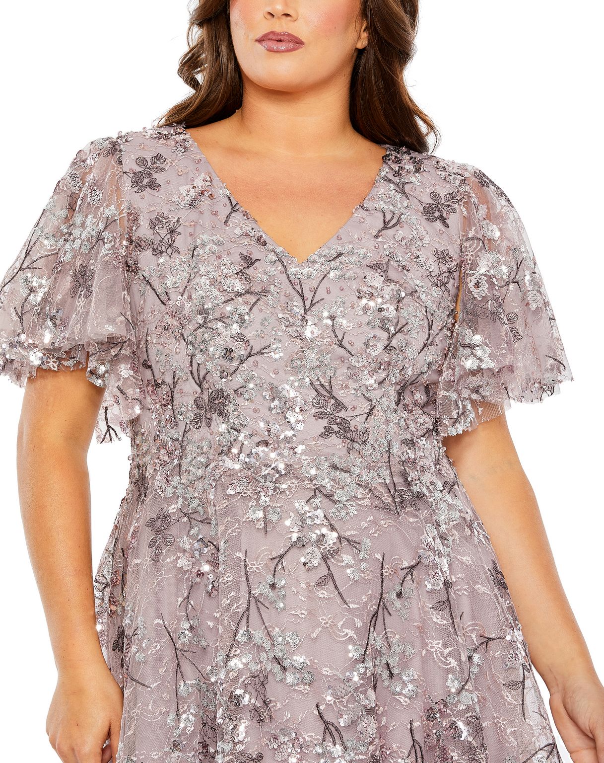 Formal Dresses Long A Line V Neck Formal Plus Size Dress Vintage Lilac