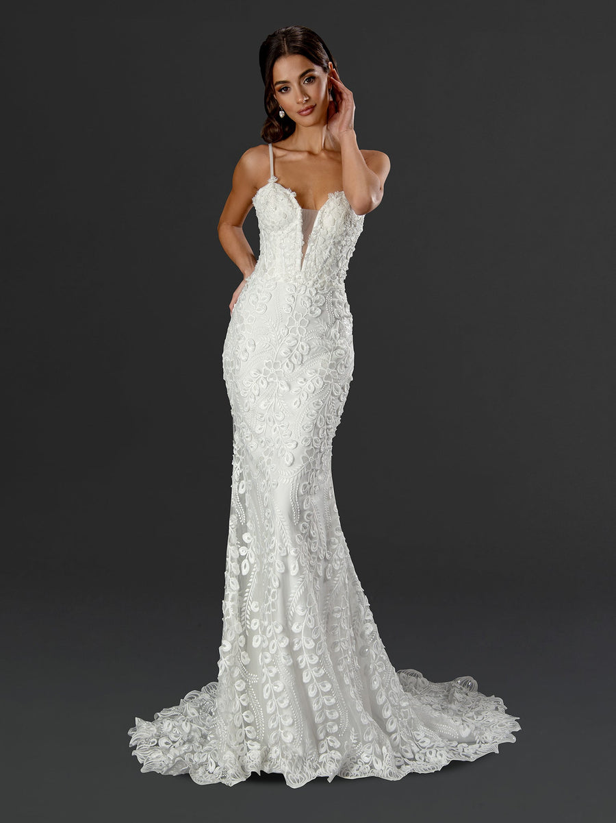 Wedding Dresses Bridal Gown Long Fitted Wedding Dress Off White