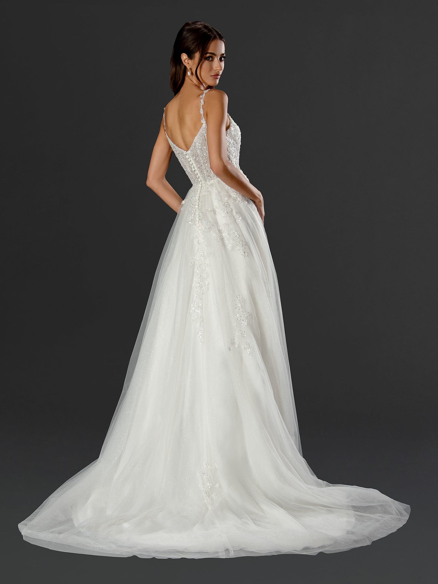 Wedding Dresses Long Beaded Bridal A Line Wedding Dress Off White