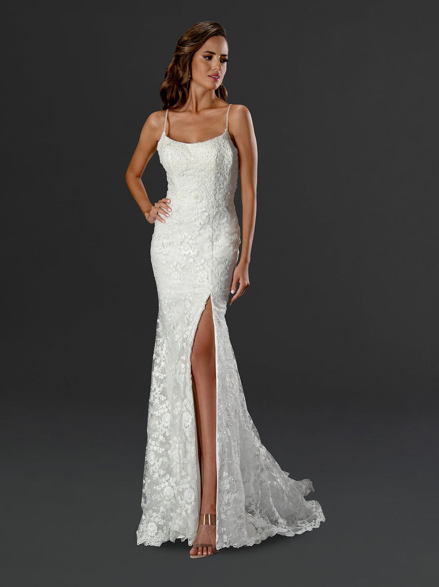 Wedding Dresses Long Slit Wedding Dress Off White
