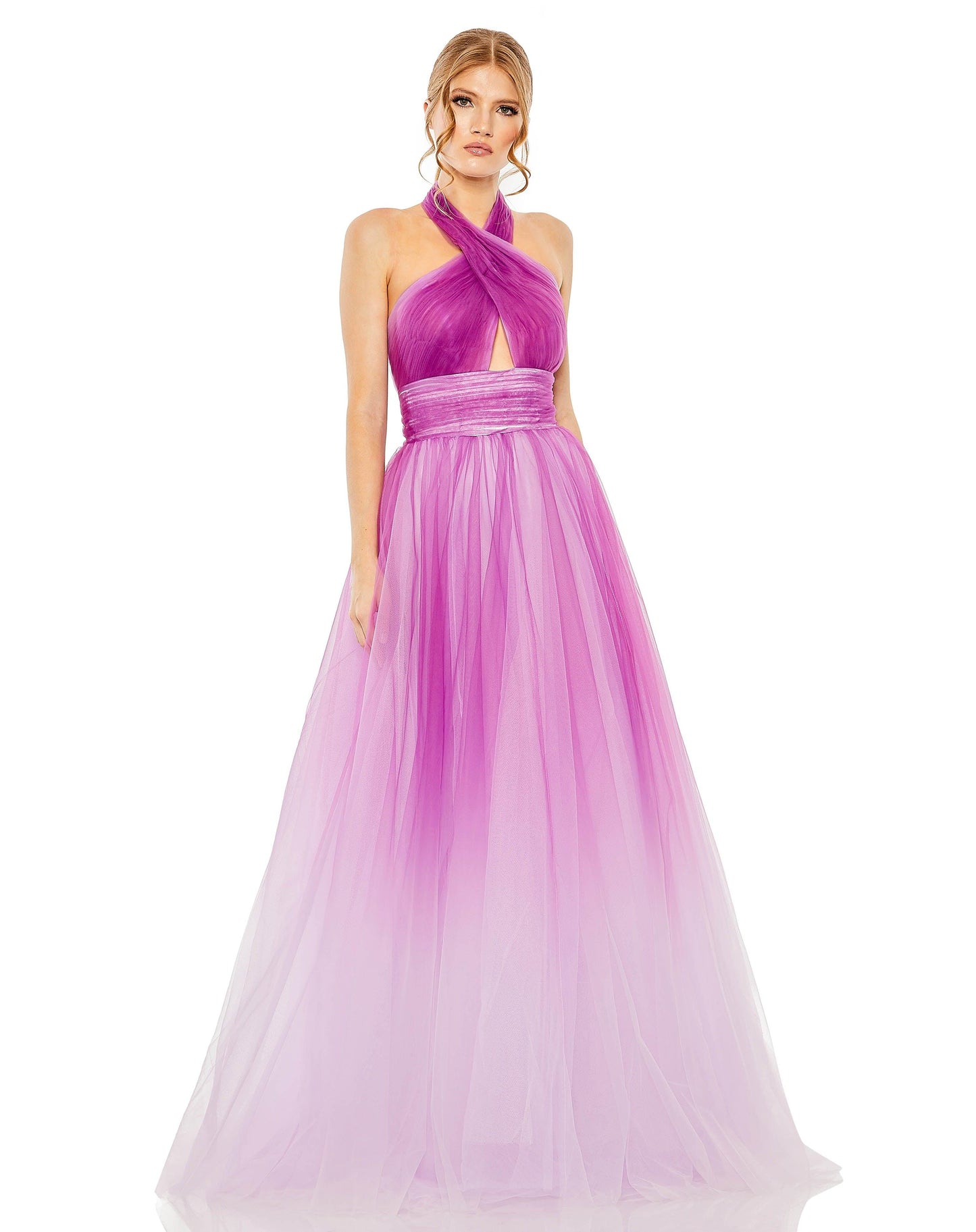 Prom Dresses Long Halter Prom Ball Gown Purple Ombre
