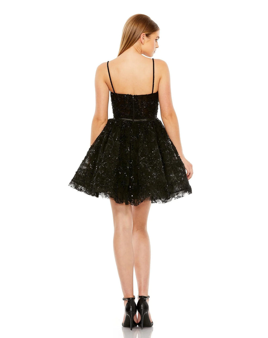Cocktail Dresses Beaded Strap Bustier Sequin Short Dress Black