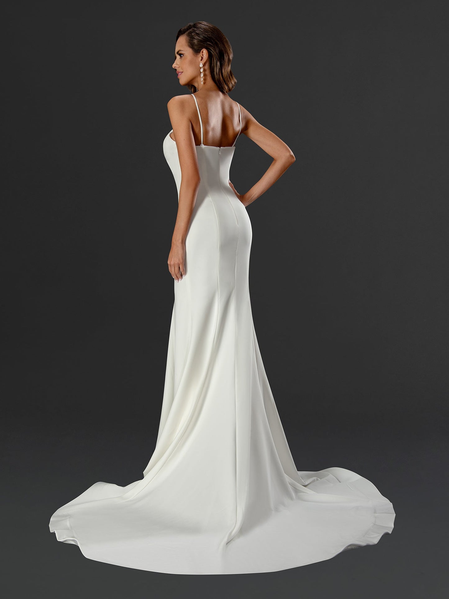 Wedding Dresses Long Fitted Ruffle Wedding Dress Off White