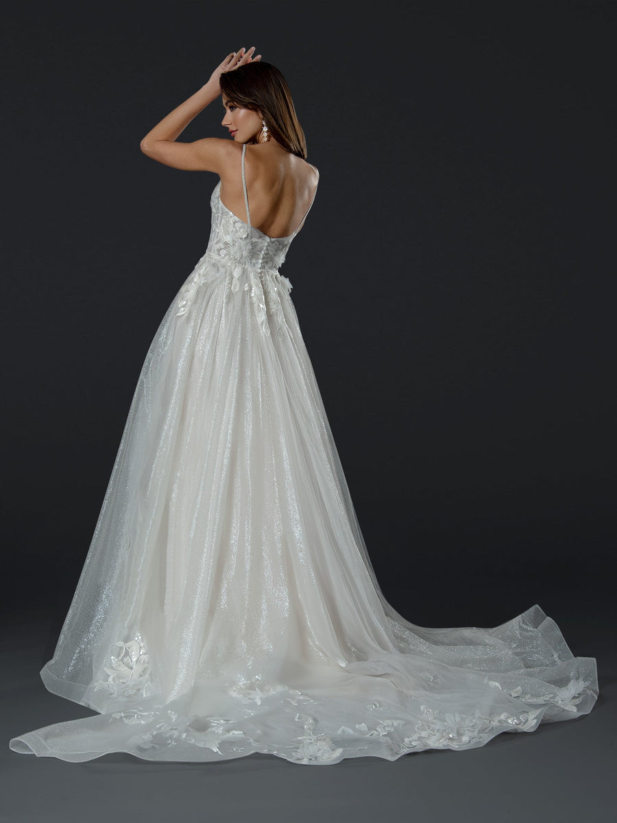 Wedding Dresses Sequin Long A Line Lace Wedding Dress Off White