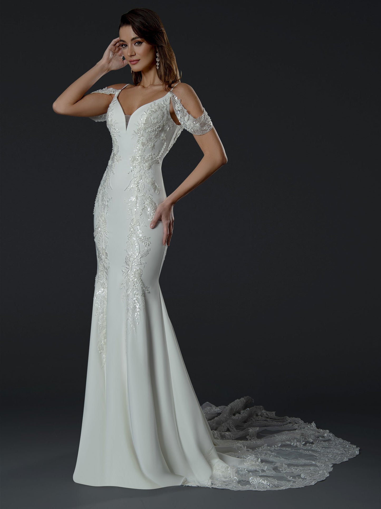 Wedding Dresses Long Lace Wedding Dress Off White