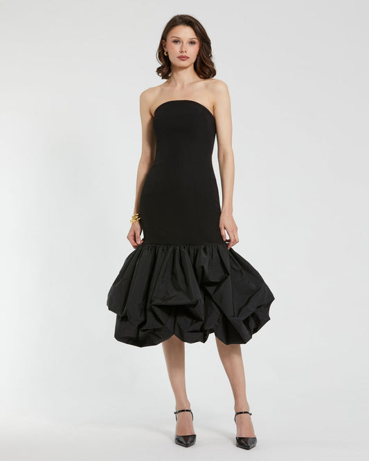 Cocktail Dresses Short Cocktail Ruffle Midi Length Dress Black