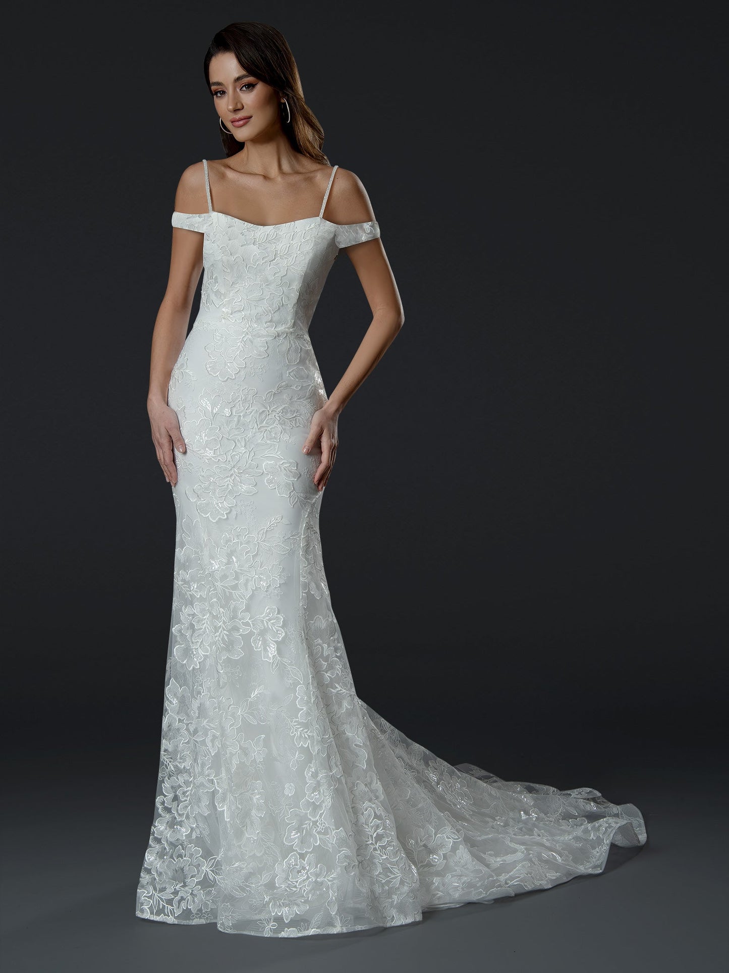 Wedding Dresses Long Bridal Wedding Fitted Dress Off White