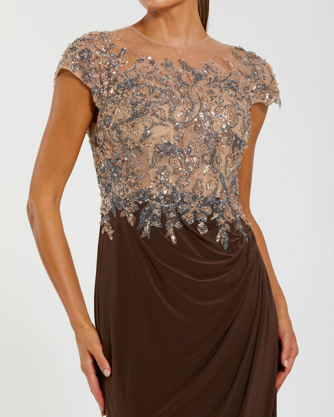 Formal Dresses Long Formal Beaded Evening Dress Chocolate