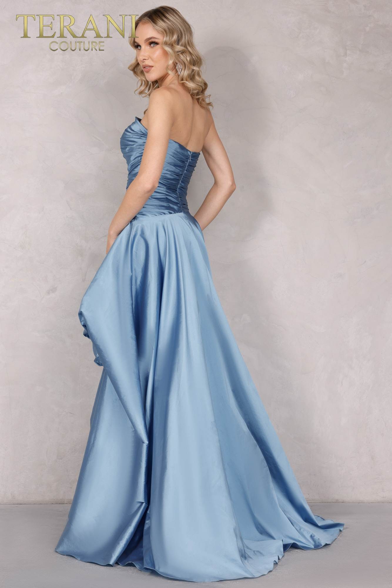 Prom Dresses High Low Long Formal Ruffled Prom Dress Slate