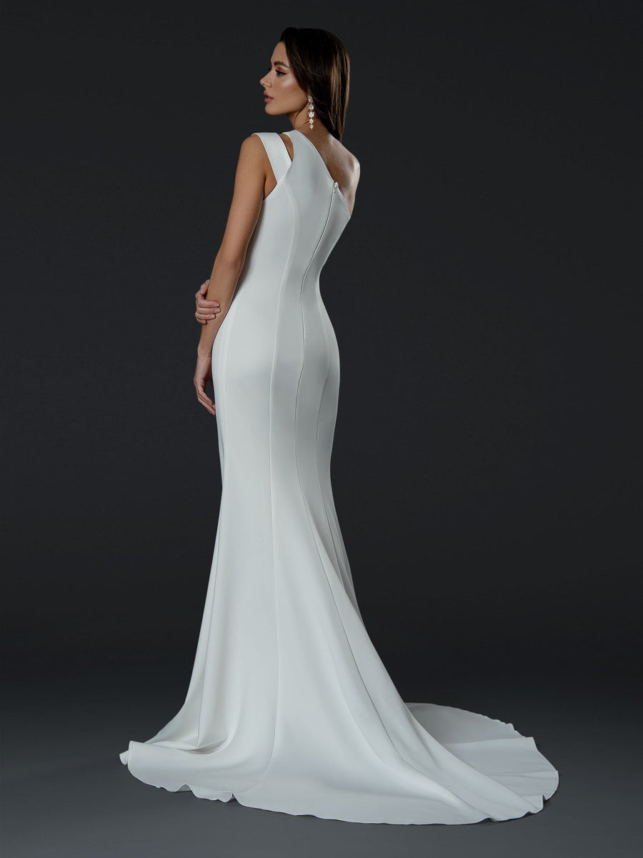 Wedding Dresses Fitted Long Slit Wedding Dress Off White