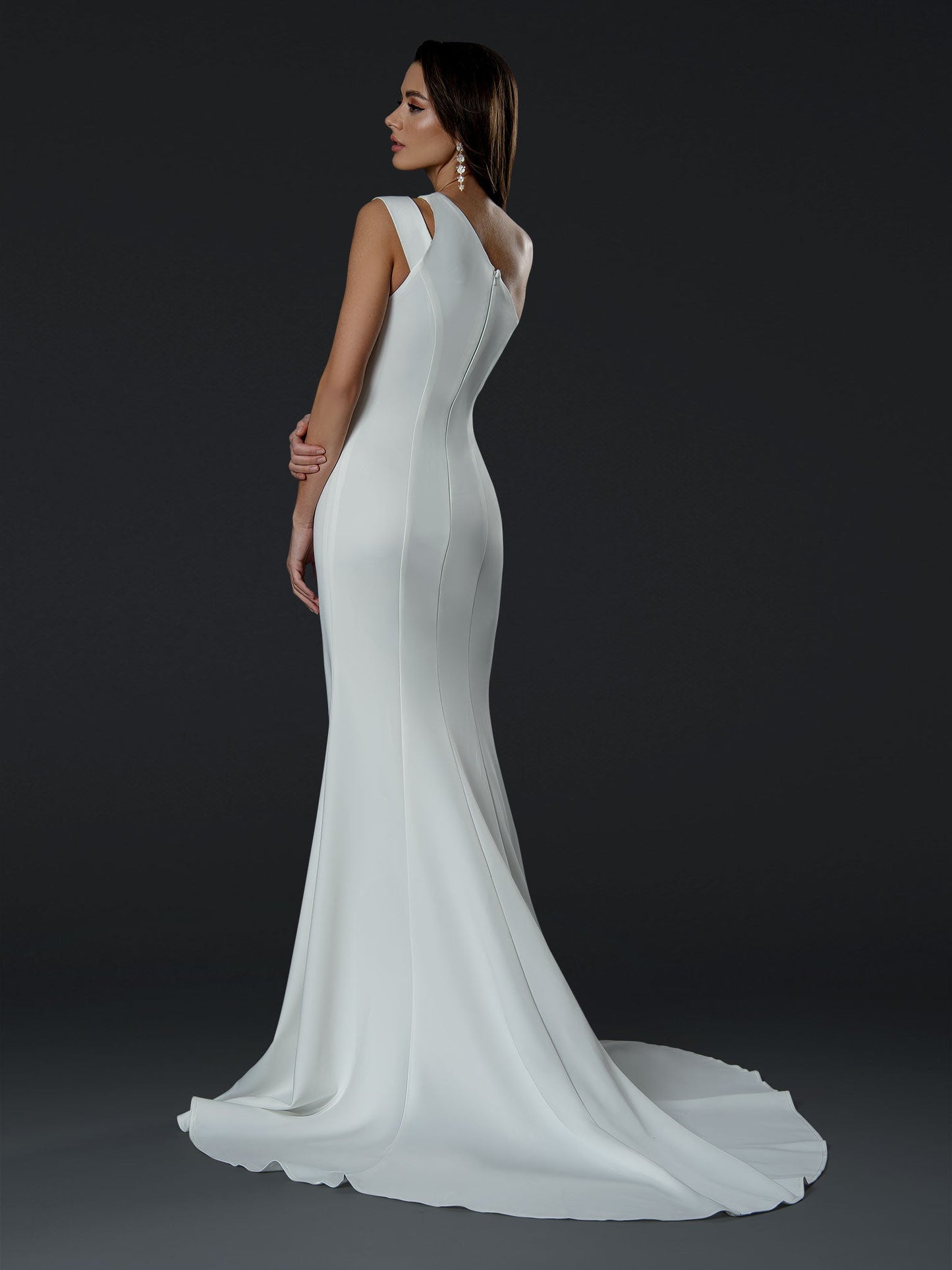 Wedding Dresses Fitted Long Slit Wedding Dress Off White