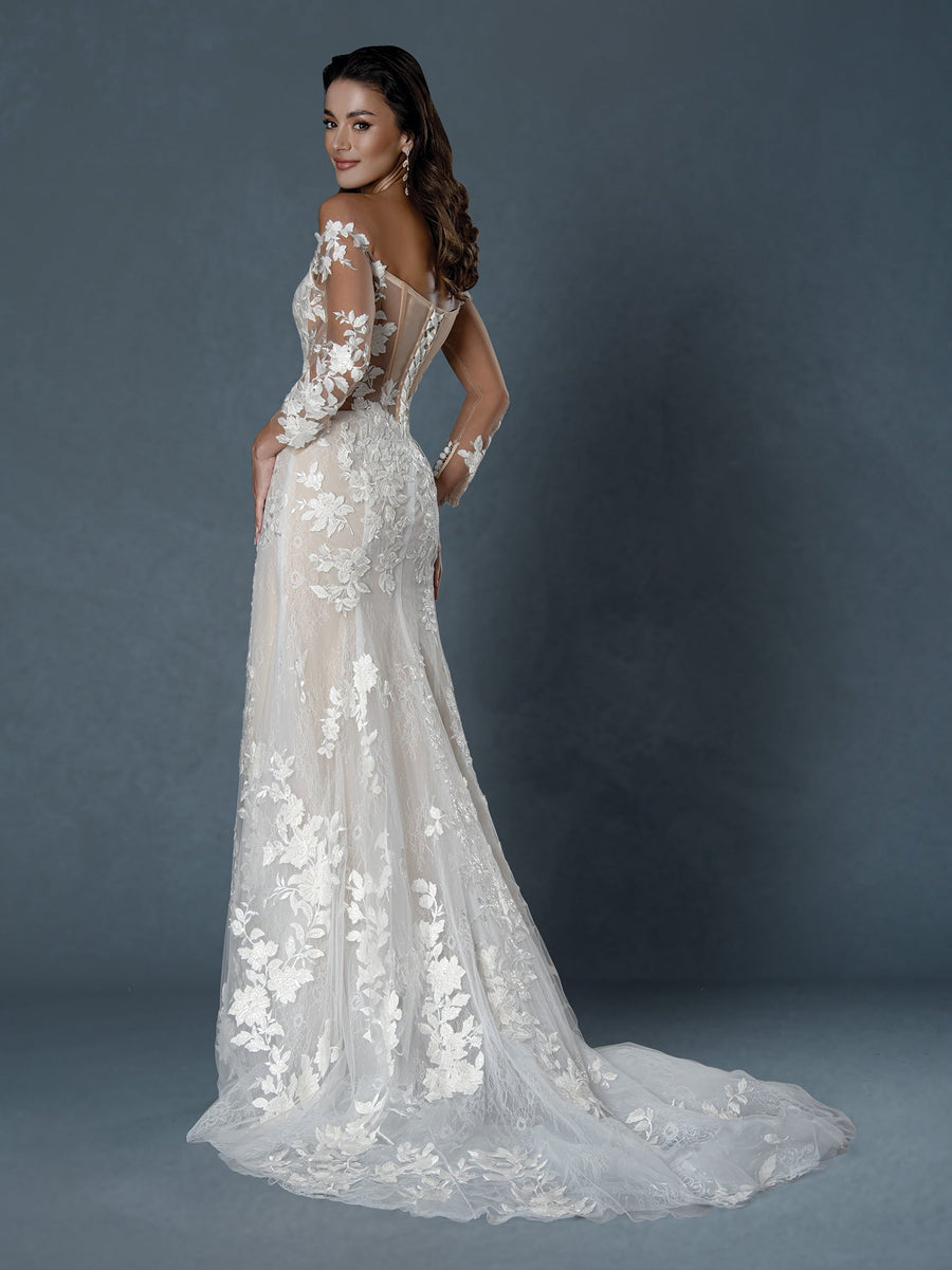 Wedding Dresses Long Beaded Bridal Lace Mermaid Wedding Dress Off White